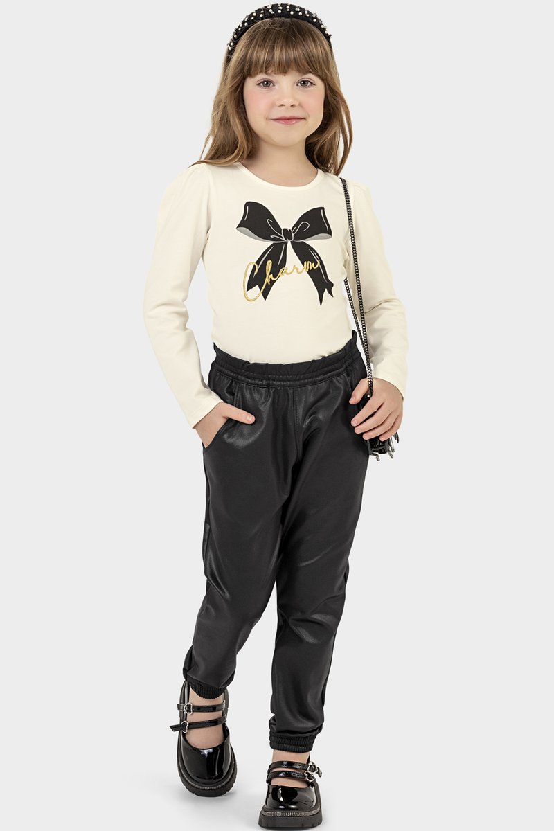 02 conjunto blusa cotton e calca cirre infantil menina glinny