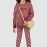 02 conjunto infantil menina em molecotton peluciado love glinny