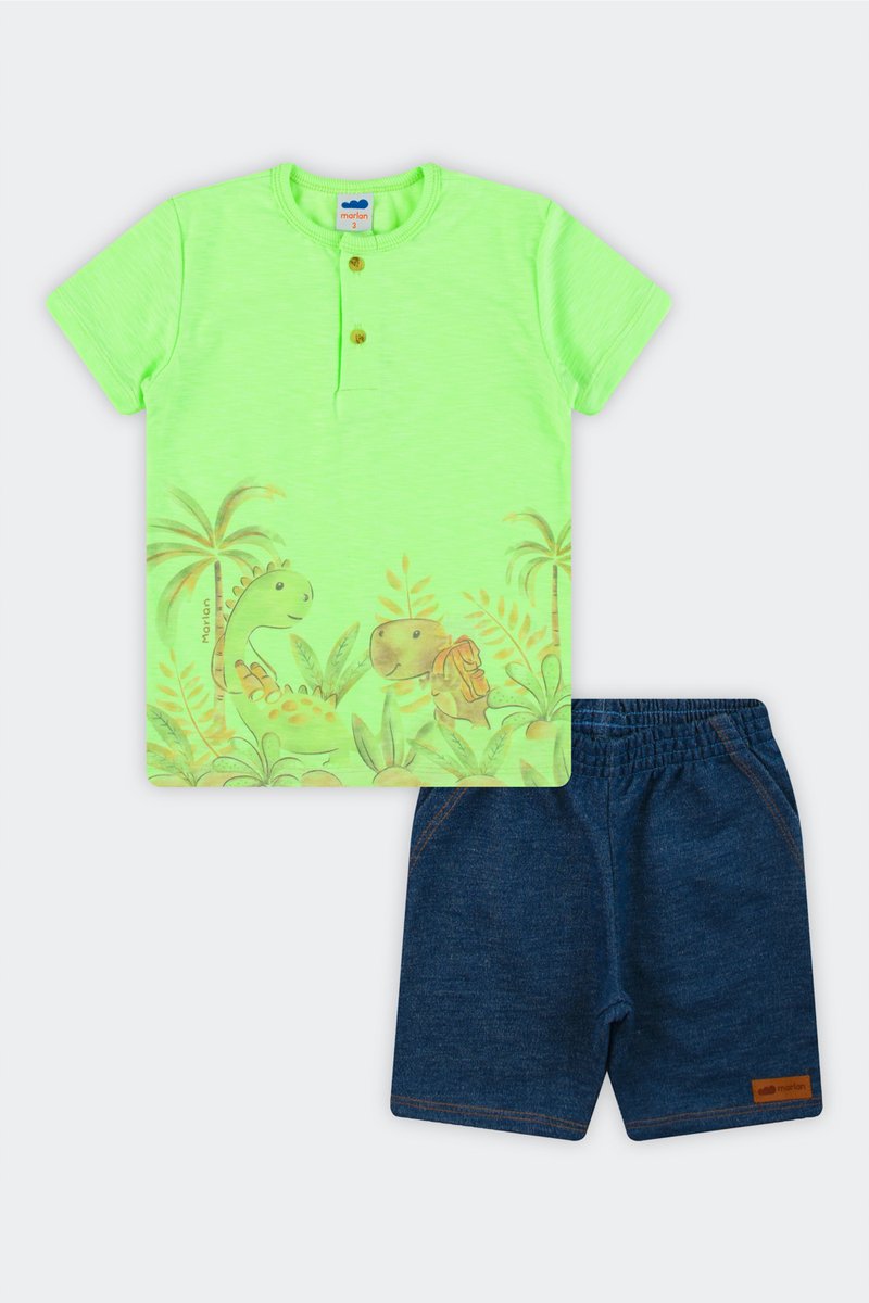 04 conjunto infantil menino camiseta malha flame marlan