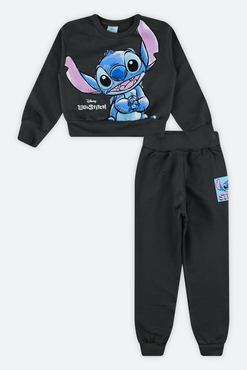 04 conjunto moletom lilo stitch infantil menina fakini