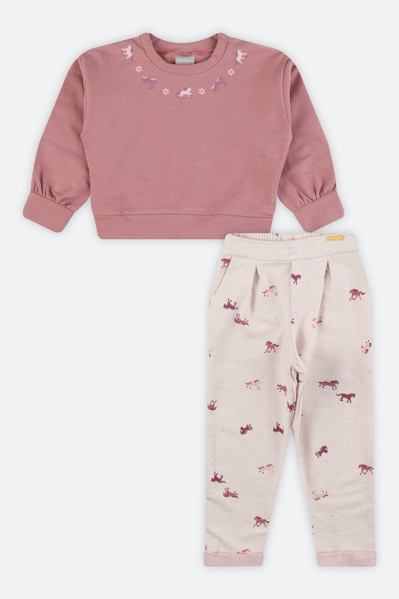 09 conjunto blusao molecotton infantil menina coloritta