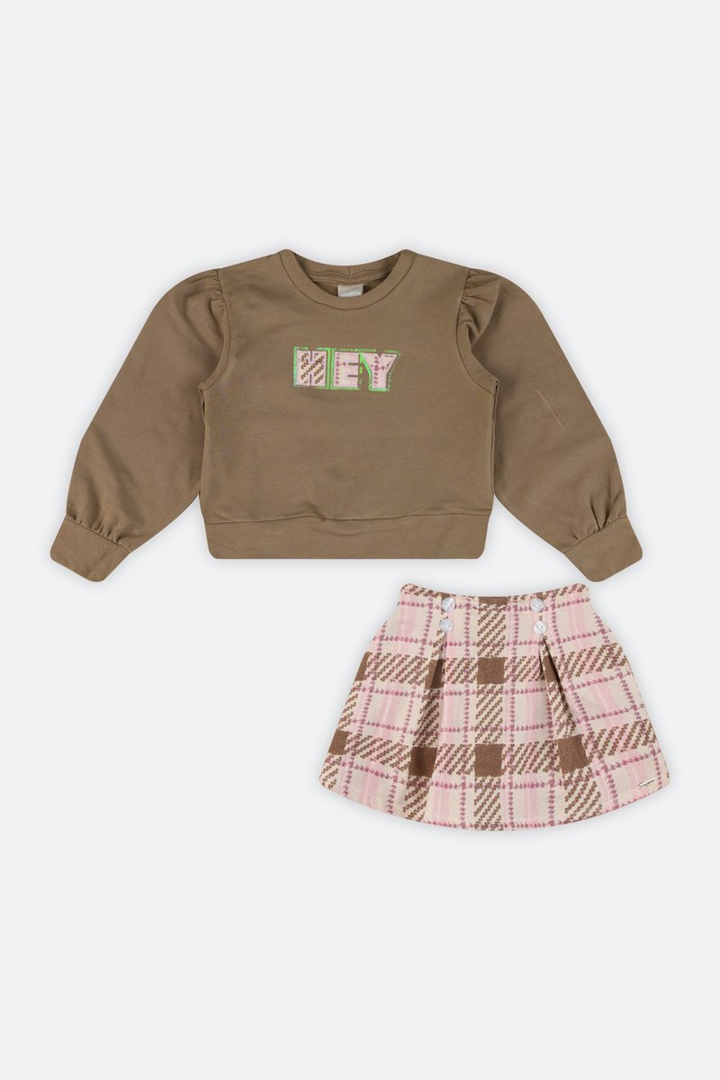 06 conjunto blusao e short saia infantil menina coloritta