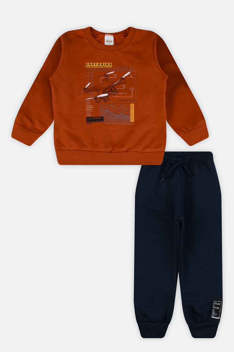 03 conjunto moletom peluciado infantil menino drone elian