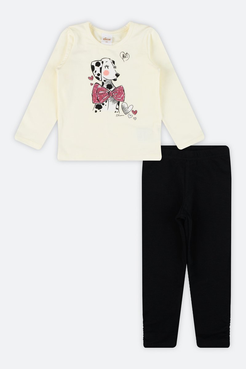 01 conjunto blusa manga longa e legging infantil menina elian