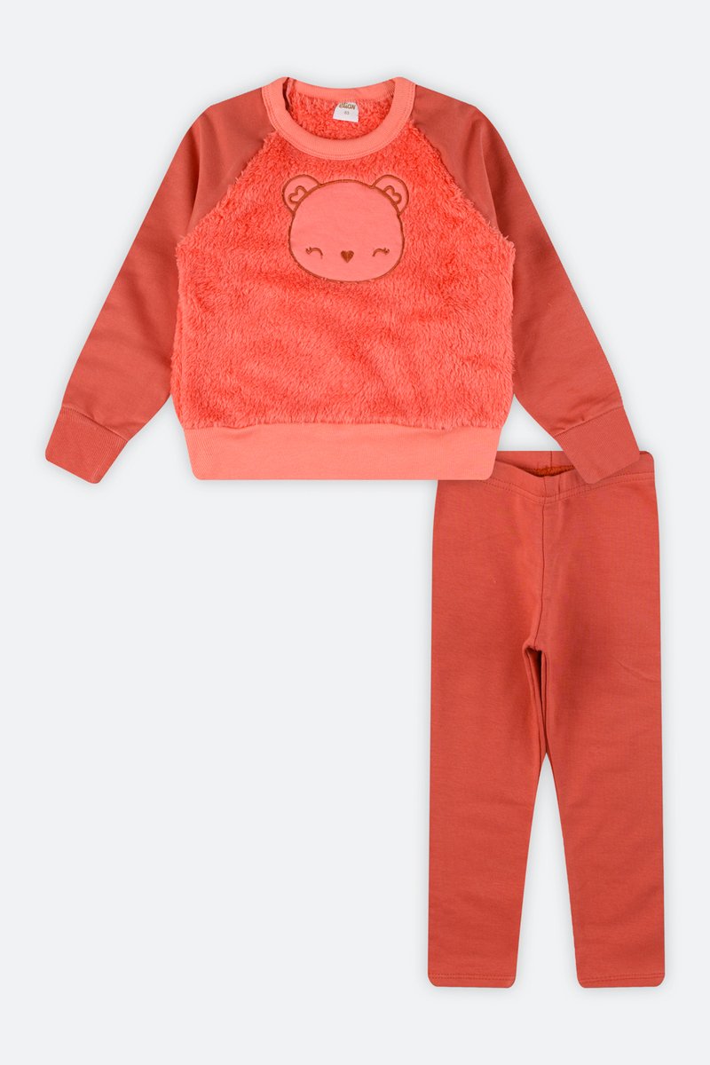 03 conjunto blusao moletom e pelo infantil menina elian