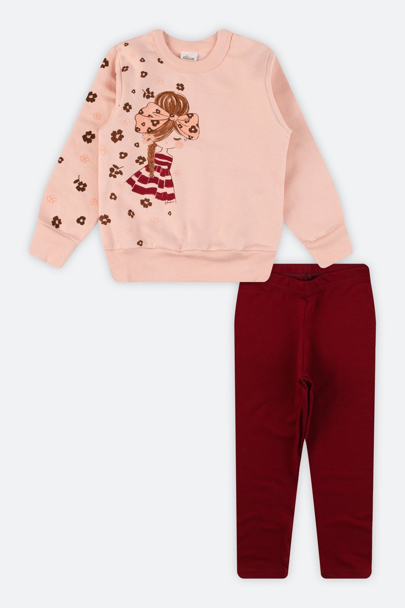 03 conjunto blusao moletom peluciado infantil menina elian