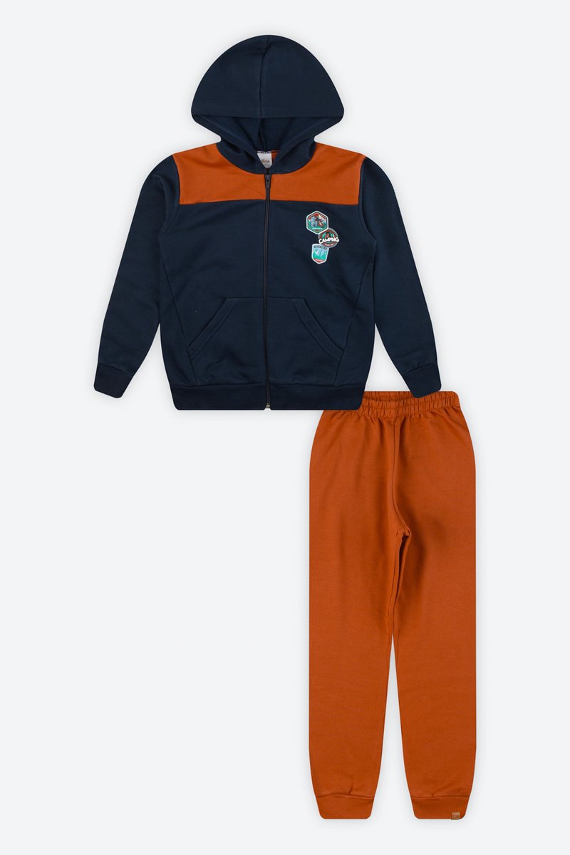 03 conjunto jaqueta moletom com capuz infantil menino elian