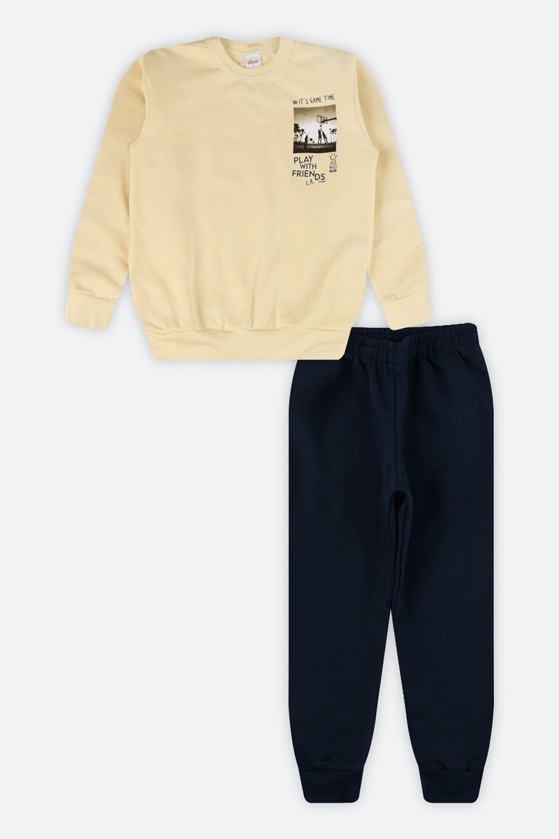 03 conjunto moletom peluciado infantil menino friends elian