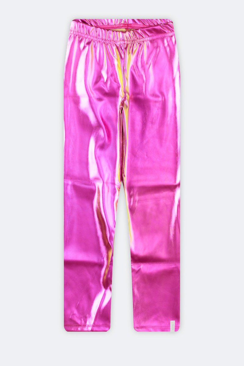 04 calca legging infantil menina em pu holografico elian