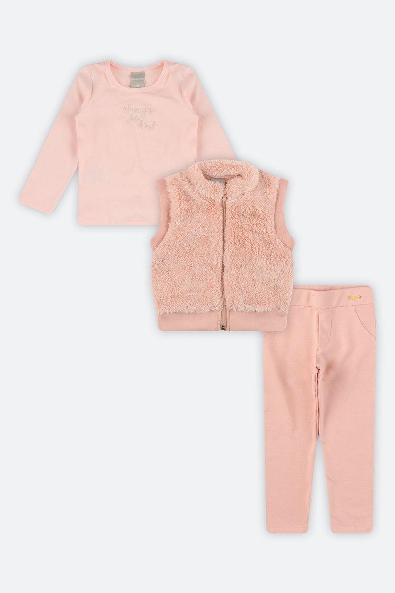 04 conjunto longo com colete pelo infantil menina coloritta