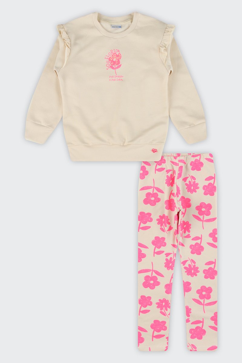 08 conjunto blusao moletom infantil menina sou florida fakini
