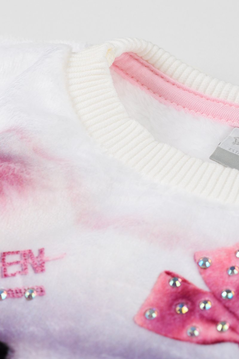 06 conjunto infantil menina blusao em pelo fluffly alakazoo