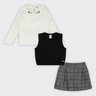 03 trijunto blusa colete e short saia infantil menina alakazoo