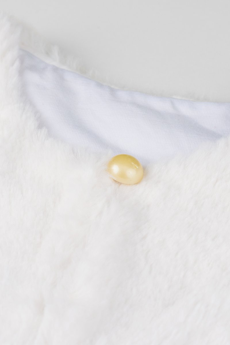 06 conjunto vestido e colete em pelo infantil menina glinny