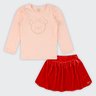 03 conjunto blusa e saia veludo classic infantil menina glinny