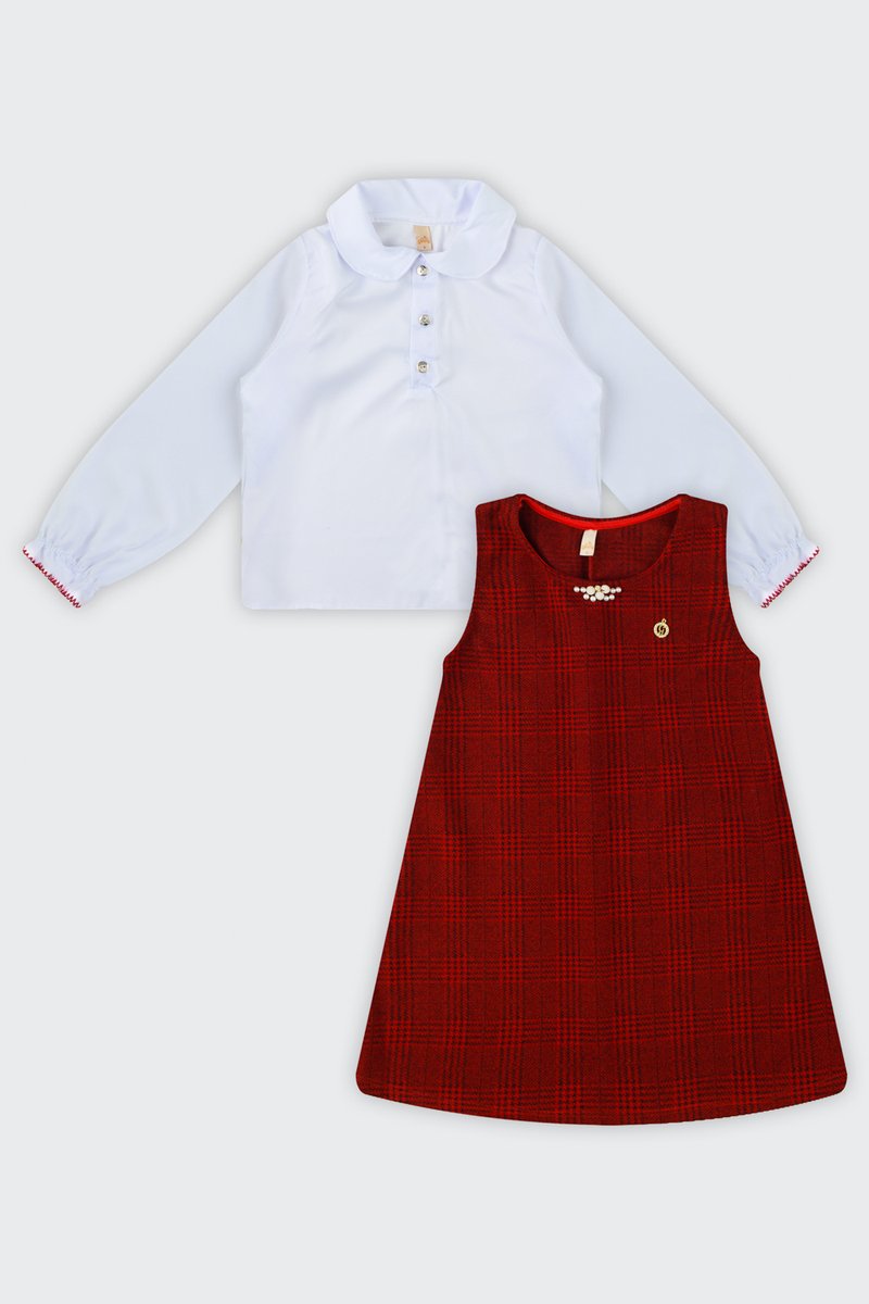 05 conjunto camisa alfaiataria e vestido infantil menina glinny