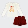 03 conjunto blusa suedine e short infantil menina glinny