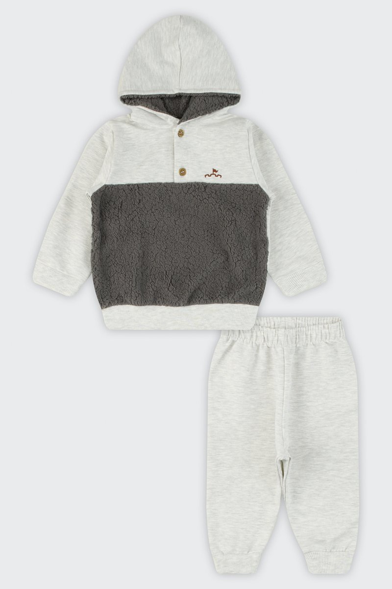 02 conjunto blusao em molecotton e pelo bebe menino glinny