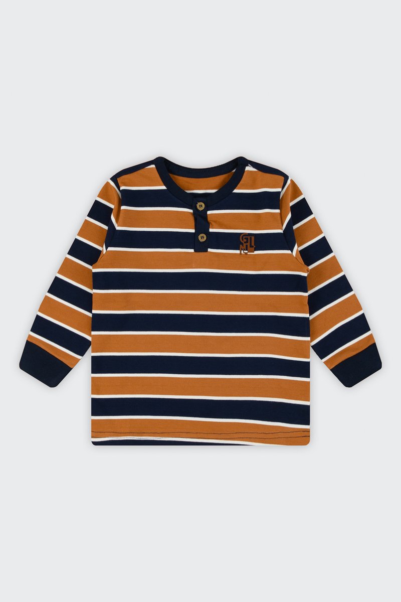 03 camiseta henley em pique listrado infantil menino glinny