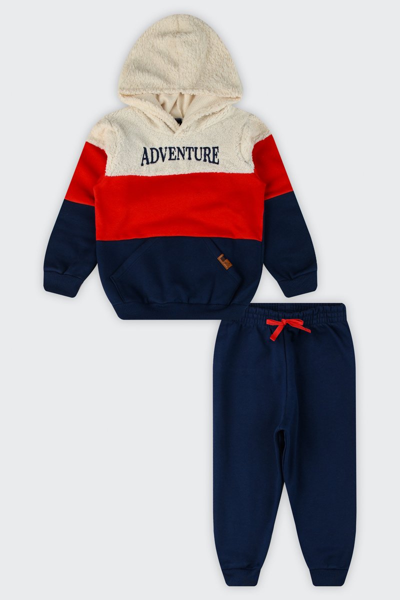 03 conjunto blusao em pelo e moletom infantil menino glinny