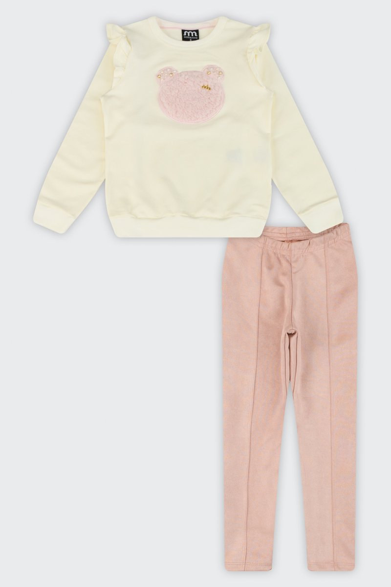03 conjunto blusao em molecotton infantil menina milli nina