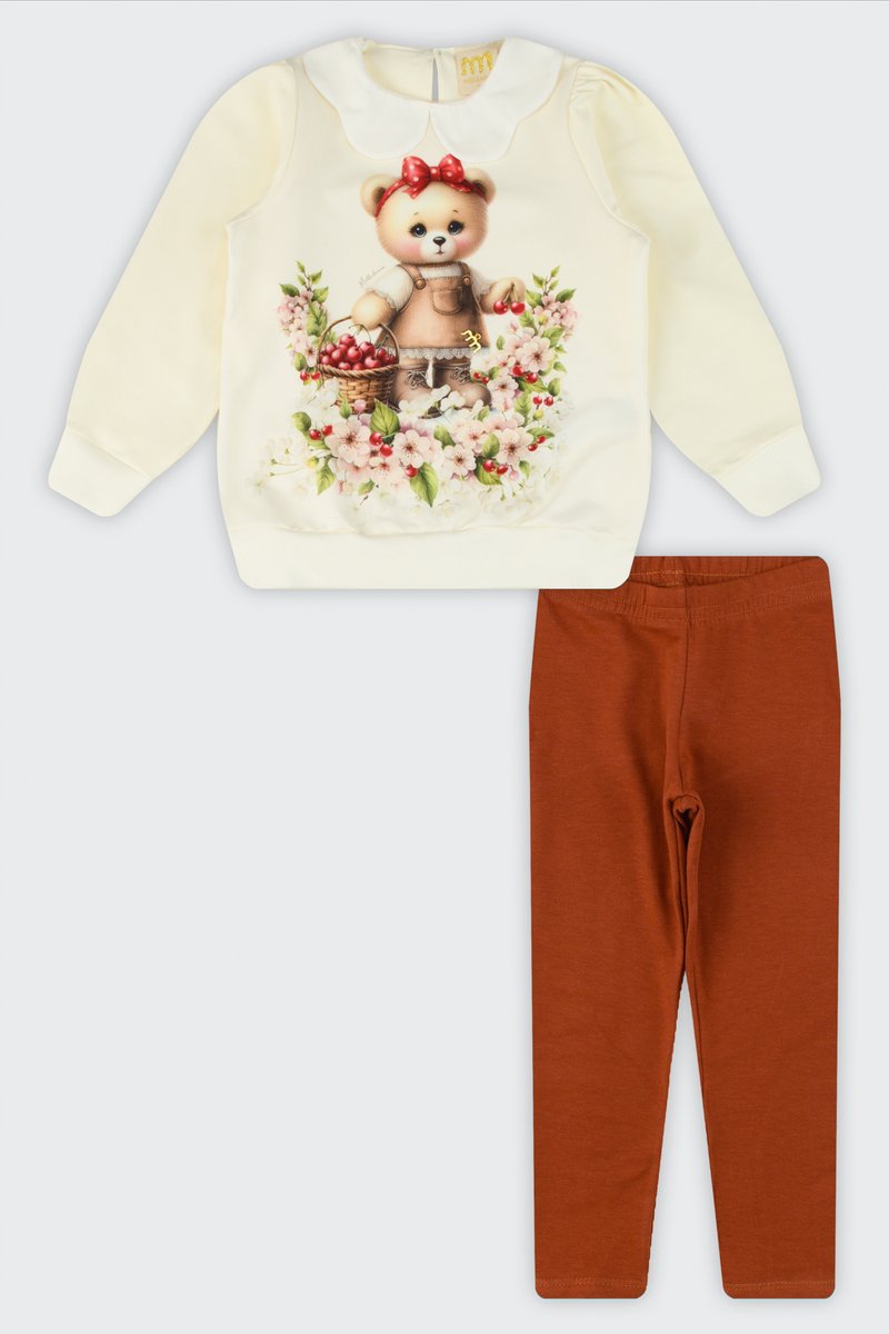 03 conjunto infantil menina em molecotton peluciado milli nina