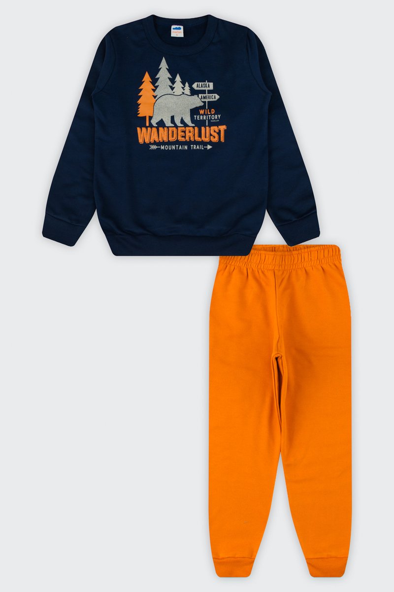 02 conjunto moletom peluciado infantil menino wanderlust marlan