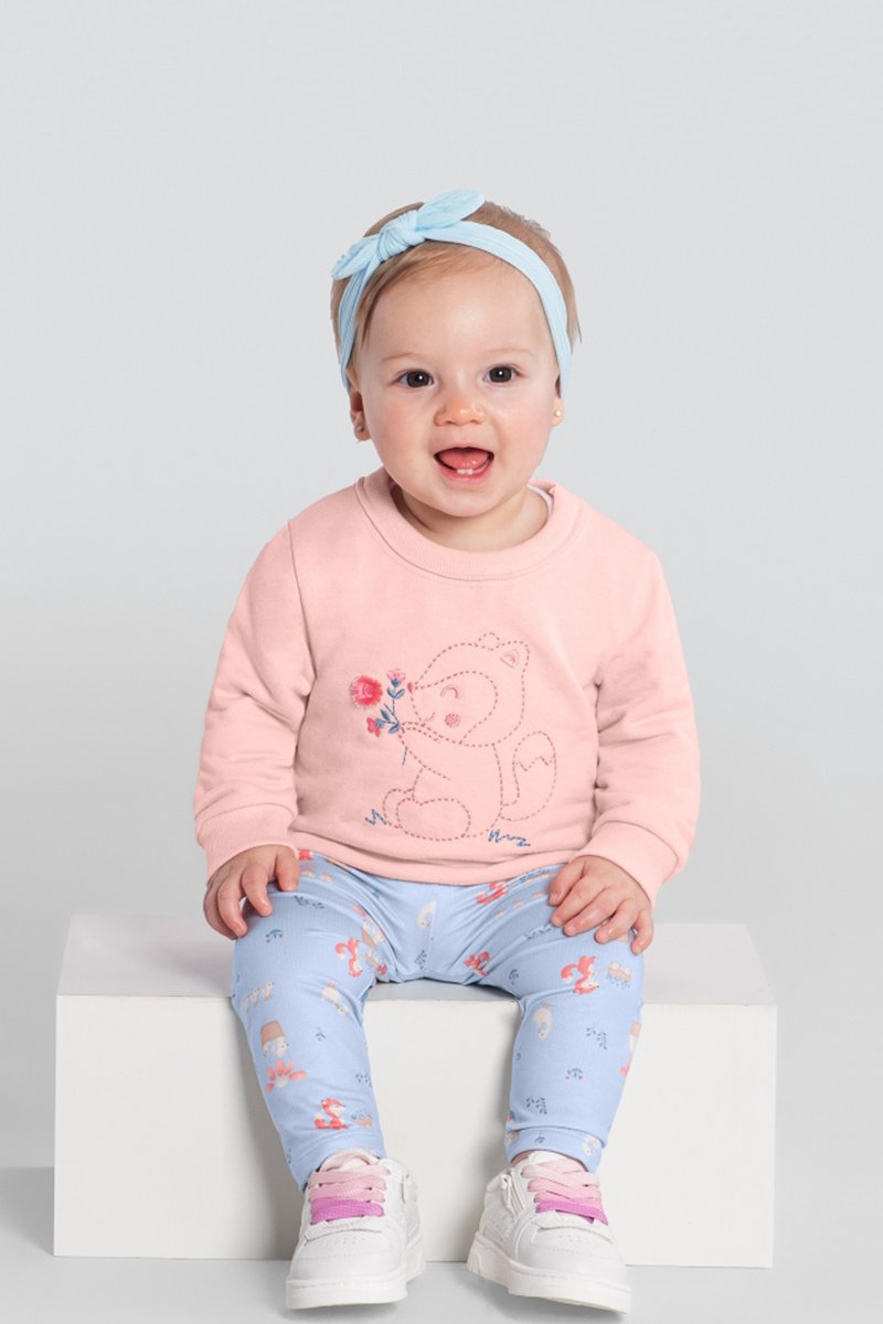 01 conjunto blusao moletom e legging bebe menina brandili