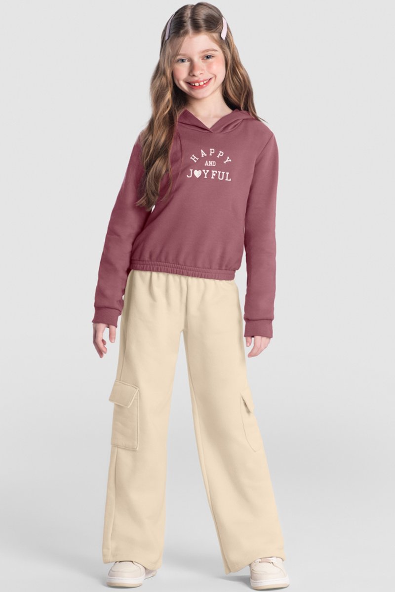 01 conjunto moletom com calca wide leg infantil menina brandili