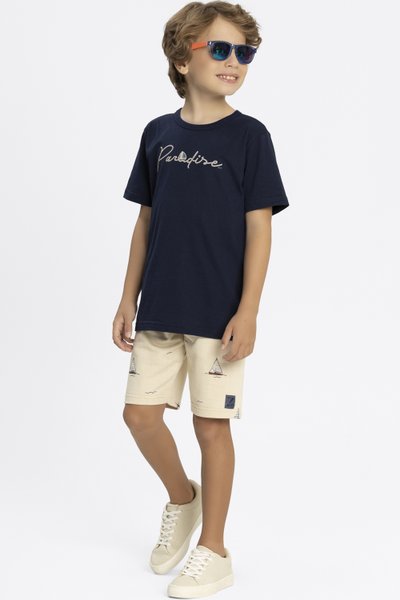 Conjunto em Malha Texturizada Bebê Menino Bege - Colorittá