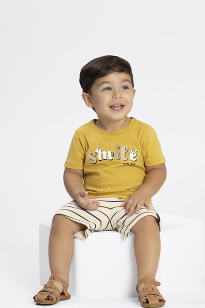 Conjunto em Malha Texturizada Bebê Menino Bege - Colorittá